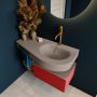 Mondiaz RIVA badmeubelsets 100x50x30cm 1 lade MDF Fire mat push to open 1 kraangat 1 wasbak rechts Smoke solid surface RIVA10964 - Thumbnail 4