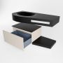 Mondiaz RIVA badmeubelsets 100x50x30cm 1 lade MDF Linen mat push to open 0 kraangaten 1 wasbak links Urban solid surface RIVA10193 - Thumbnail 4
