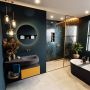 Mondiaz RIVA badmeubelsets 100x50x30cm 1 lade MDF Ocher mat push to open 0 kraangaten 1 wasbak rechts dark grey solid surface RIVA10450 - Thumbnail 3