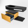 Mondiaz RIVA badmeubelsets 100x50x30cm 1 lade MDF Ocher mat push to open 0 kraangaten 1 wasbak links Urban solid surface RIVA10273 - Thumbnail 3