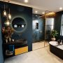 Mondiaz RIVA badmeubelsets 100x50x30cm 1 lade MDF Ocher mat push to open 0 kraangaten 1 wasbak rechts Urban solid surface RIVA10274 - Thumbnail 4