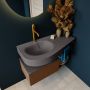 Mondiaz RIVA badmeubelsets 100x50x30cm 1 lade MDF Rust mat push to open 1 kraangat 1 wasbak links dark grey solid surface RIVA10427 - Thumbnail 4