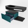 Mondiaz RIVA badmeubelsets 100x50x30cm 1 lade MDF Smag mat push to open 0 kraangaten 1 wasbak links Urban solid surface RIVA10281 - Thumbnail 4