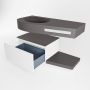 Mondiaz RIVA badmeubelsets 100x50x30cm 1 lade MDF Talc mat push to open 1 kraangat 1 wasbak links dark grey solid surface RIVA10355 - Thumbnail 4