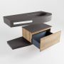 Mondiaz RIVA badmeubelsets 100x50x30cm 1 lade MDF Washed Oak mat push to open 1 kraangat 1 wasbak rechts dark grey solid surface RIVA10476 - Thumbnail 5