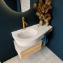 Mondiaz RIVA badmeubelsets 100x50x30cm 1 lade MDF Washed Oak mat push to open 1 kraangat 1 wasbak links Linen solid surface RIVA10651 - Thumbnail 4
