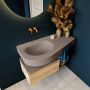 Mondiaz RIVA badmeubelsets 100x50x30cm 1 lade MDF Washed Oak mat push to open 0 kraangaten 1 wasbak links Smoke solid surface RIVA11001 - Thumbnail 5