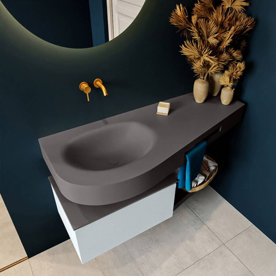 Mondiaz Riva badmeubel 120cm Clay Dulcet wastafel Dark Grey Links Zonder kraangat