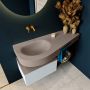 Mondiaz RIVA badmeubelsets 120x50x30cm 1 lade MDF Clay mat push to open 0 kraangaten 1 wasbak links Smoke solid surface RIVA10917 - Thumbnail 4