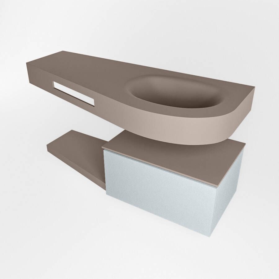 Mondiaz Riva badmeubel 120cm Clay Dulcet wastafel Smoke Rechts 1 kraangat