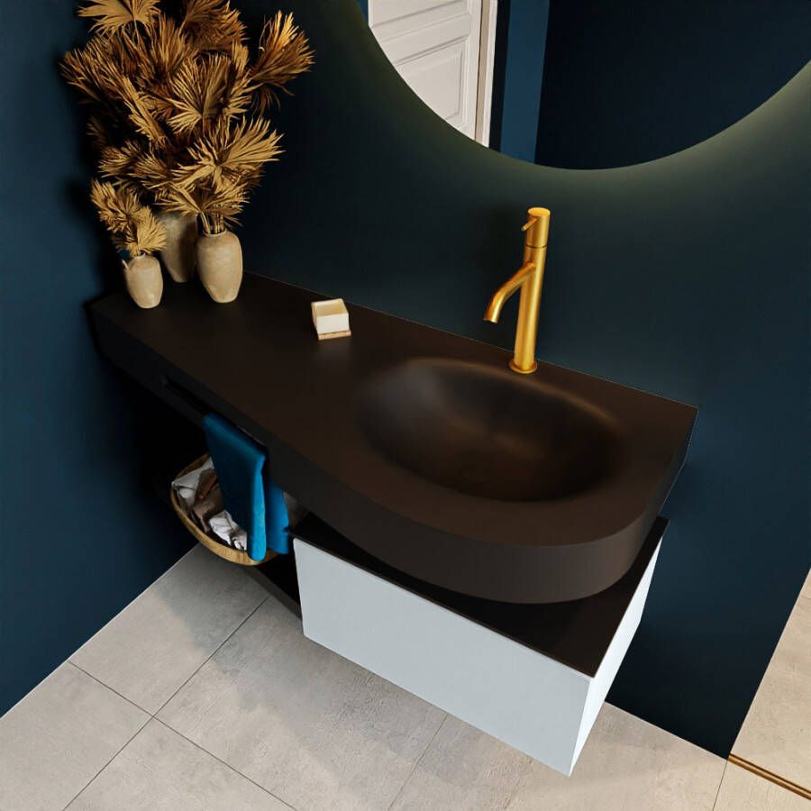 Mondiaz Riva badmeubel 120cm Clay Dulcet wastafel Urban Rechts 1 kraangat