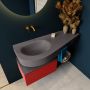 Mondiaz RIVA badmeubelsets 120x50x30cm 1 lade MDF Fire mat push to open 0 kraangaten 1 wasbak links dark grey solid surface RIVA10437 - Thumbnail 4