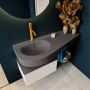 Mondiaz RIVA badmeubelsets 120x50x30cm 1 lade MDF Linen mat push to open 1 kraangat 1 wasbak links dark grey solid surface RIVA10375 - Thumbnail 4