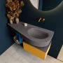 Mondiaz RIVA badmeubelsets 120x50x30cm 1 lade MDF Ocher mat push to open 0 kraangaten 1 wasbak rechts dark grey solid surface RIVA10454 - Thumbnail 4