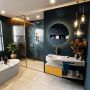 Mondiaz RIVA badmeubelsets 120x50x30cm 1 lade MDF Ocher mat push to open 1 kraangat 1 wasbak links Linen solid surface RIVA10631 - Thumbnail 3
