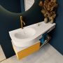 Mondiaz RIVA badmeubelsets 120x50x30cm 1 lade MDF Ocher mat push to open 1 kraangat 1 wasbak links Linen solid surface RIVA10631 - Thumbnail 4