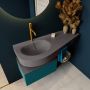 Mondiaz RIVA badmeubelsets 120x50x30cm 1 lade MDF Smag mat push to open 1 kraangat 1 wasbak links dark grey solid surface RIVA10463 - Thumbnail 4