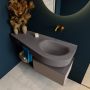 Mondiaz RIVA badmeubelsets 120x50x30cm 1 lade MDF Smoke mat push to open 0 kraangaten 1 wasbak rechts dark grey solid surface RIVA10398 - Thumbnail 4