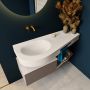 Mondiaz RIVA badmeubelsets 120x50x30cm 1 lade MDF Smoke mat push to open 0 kraangaten 1 wasbak links Linen solid surface RIVA10573 - Thumbnail 4