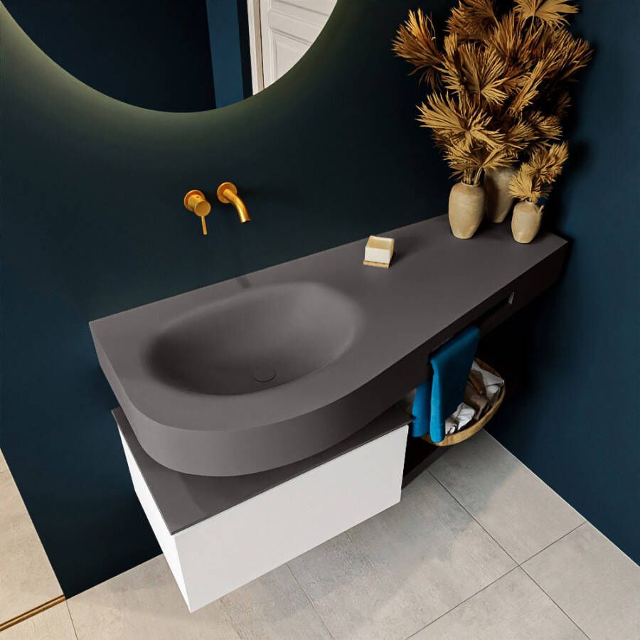 Mondiaz Riva badmeubel 120cm Talc Dulcet wastafel Dark Grey Links Zonder kraangat