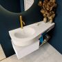 Mondiaz RIVA badmeubelsets 120x50x30cm 1 lade MDF Talc mat push to open 1 kraangat 1 wasbak links Linen solid surface RIVA10535 - Thumbnail 4