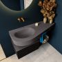 Mondiaz RIVA badmeubelsets 120x50x30cm 1 lade MDF Urban mat push to open 0 kraangaten 1 wasbak links dark grey solid surface RIVA10365 - Thumbnail 4
