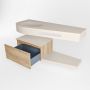 Mondiaz RIVA badmeubelsets 120x50x30cm 1 lade MDF Washed Oak mat push to open 1 kraangat 1 wasbak links Linen solid surface RIVA10655 - Thumbnail 5