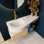 Mondiaz RIVA badmeubelsets 120x50x30cm 1 lade MDF Washed Oak mat push to open 1 kraangat 1 wasbak links Linen solid surface RIVA10655 - Thumbnail 6