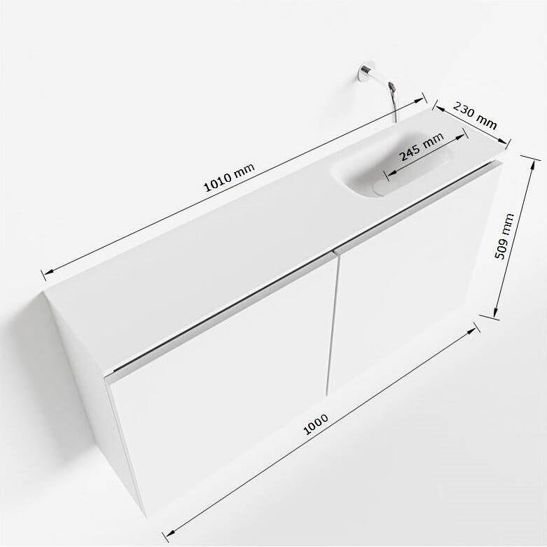 Mondiaz Ture fonteinmeubel 100cm Light Brown Grey Eden wastafel Urban rechts met 1 kraangat