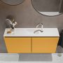 Mondiaz TURE Toiletmeubel 100x23x50cm met 1 kraangaten 2 deuren ocher mat Wastafel Eden midden Solid Surface Wit FK75341169 - Thumbnail 4