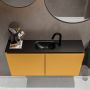 Mondiaz TURE Toiletmeubel 100x23x50cm met 1 kraangaten 2 deuren ocher mat Wastafel Eden midden Solid Surface Zwart FK75341523 - Thumbnail 4