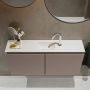 Mondiaz TURE Toiletmeubel 100x23x50cm met 1 kraangaten 2 deuren smoke mat Wastafel Eden midden Solid Surface Wit FK75341109 - Thumbnail 4