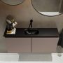 Mondiaz TURE Toiletmeubel 100x23x50cm met 0 kraangaten 2 deuren smoke mat Wastafel Eden midden Solid Surface Zwart FK75341466 - Thumbnail 4