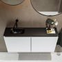 Mondiaz TURE Toiletmeubel 100x23x50cm met 0 kraangaten 2 deuren talc mat Wastafel Eden links Solid Surface Zwart FK75341381 - Thumbnail 4