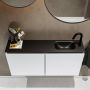 Mondiaz TURE Toiletmeubel 100x23x50cm met 1 kraangaten 2 deuren talc mat Wastafel Eden rechts Solid Surface Zwart FK75341382 - Thumbnail 4
