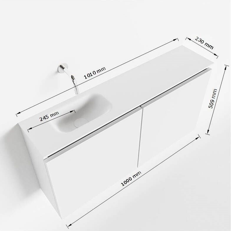 Mondiaz Ture fonteinmeubel 100cm Urban Eden wastafel Talc links zonder kraangat