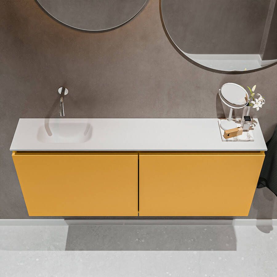 Mondiaz Ture fonteinmeubel 120cm Ocher Eden wastafel Talc links zonder kraangat