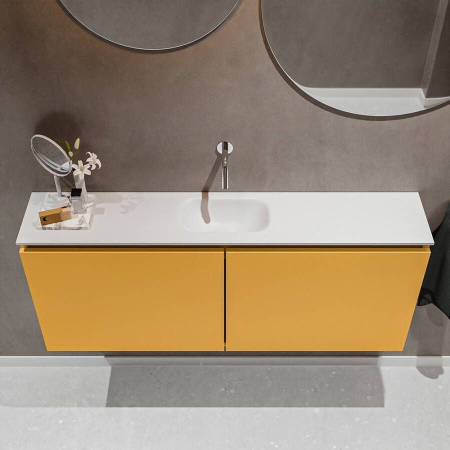 Mondiaz Ture fonteinmeubel 120cm Ocher Eden wastafel Talc midden zonder kraangat
