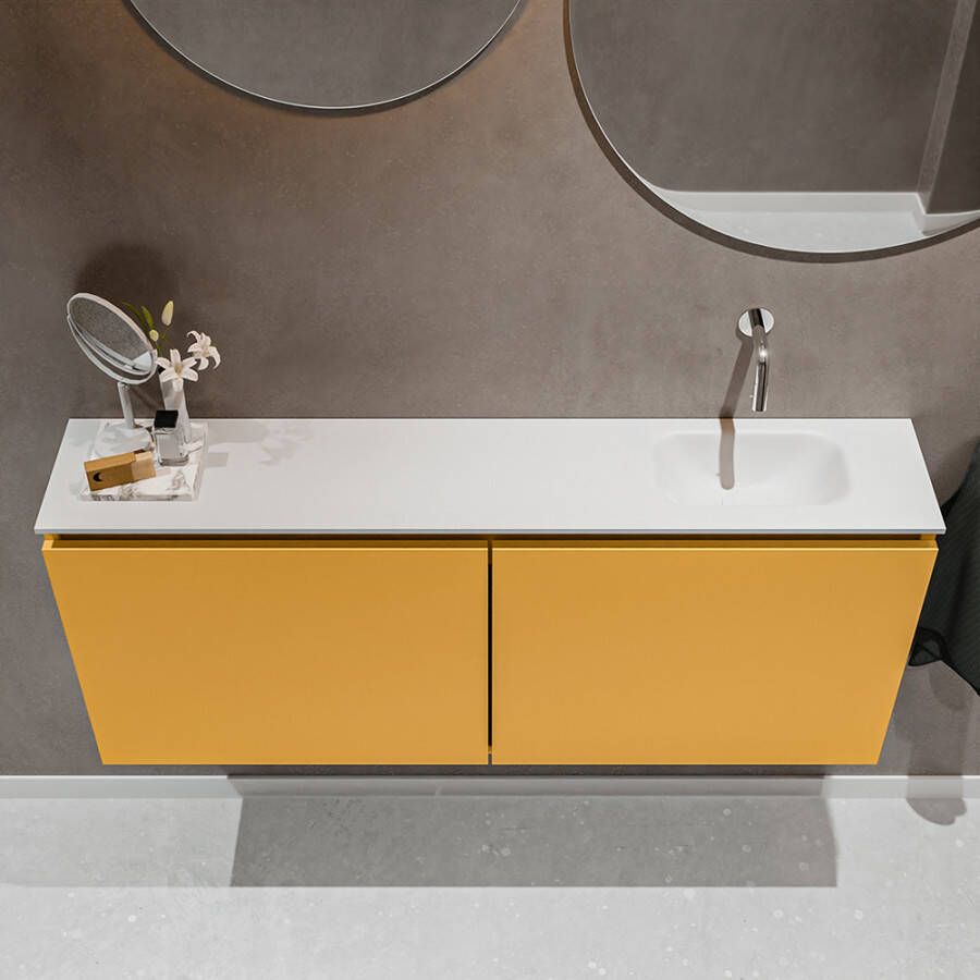 Mondiaz Ture fonteinmeubel 120cm Ocher Eden wastafel Talc rechts zonder kraangat