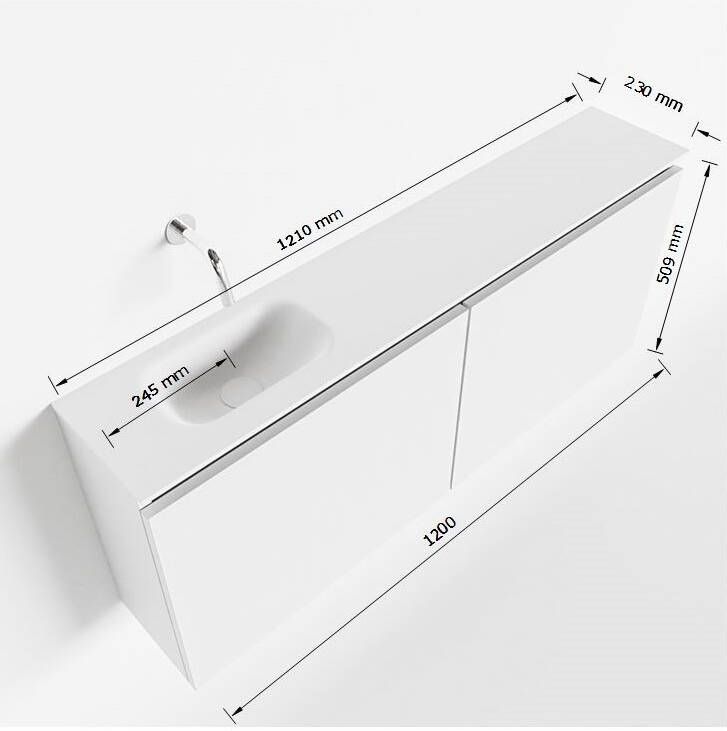 Mondiaz Ture fonteinmeubel 120cm Urban Eden wastafel Talc links zonder kraangat