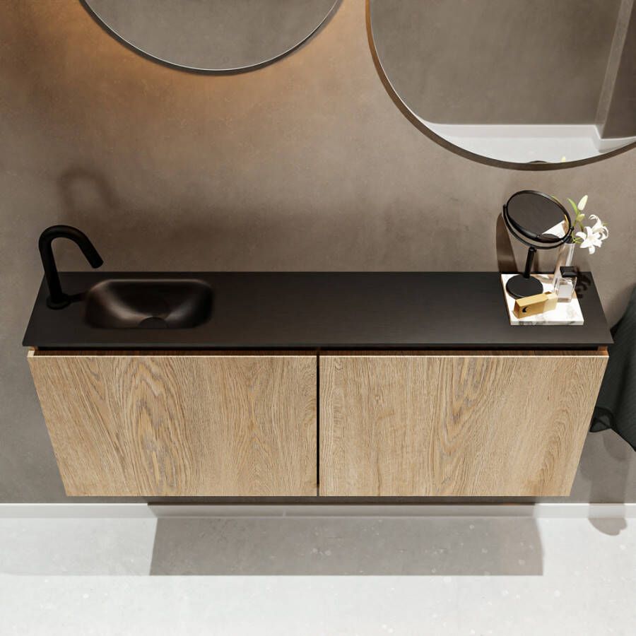 Mondiaz Ture fonteinmeubel 120cm Washed Oak Eden wastafel Urban links met 1 kraangat