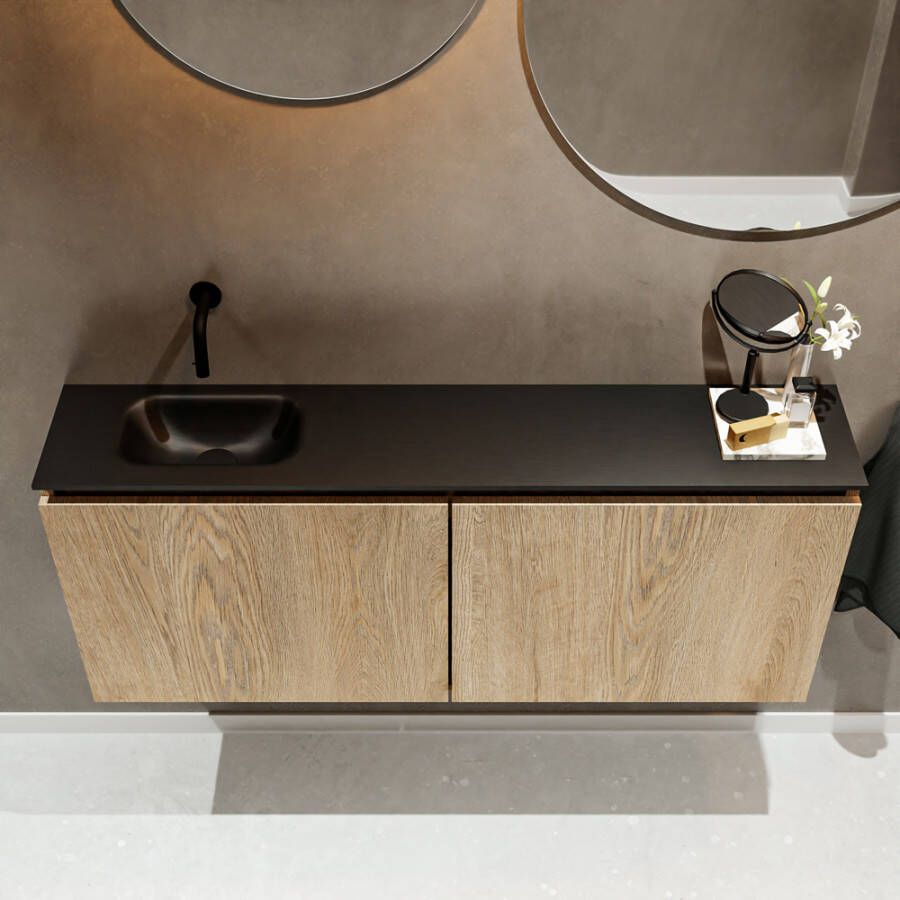 Mondiaz Ture fonteinmeubel 120cm Washed Oak Eden wastafel Urban links zonder kraangat