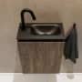 Mondiaz TURE Fonteinset 40x23x50cm 1 kraangat 1 deur dark brown mat Wasbak rechts Solid Surface Zwart FK75341654 - Thumbnail 3