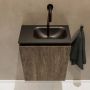 Mondiaz TURE Fonteinset 40x23x50cm 0 kraangaten 1 deur dark brown mat Wasbak rechts Solid Surface Zwart FK75341655 - Thumbnail 3