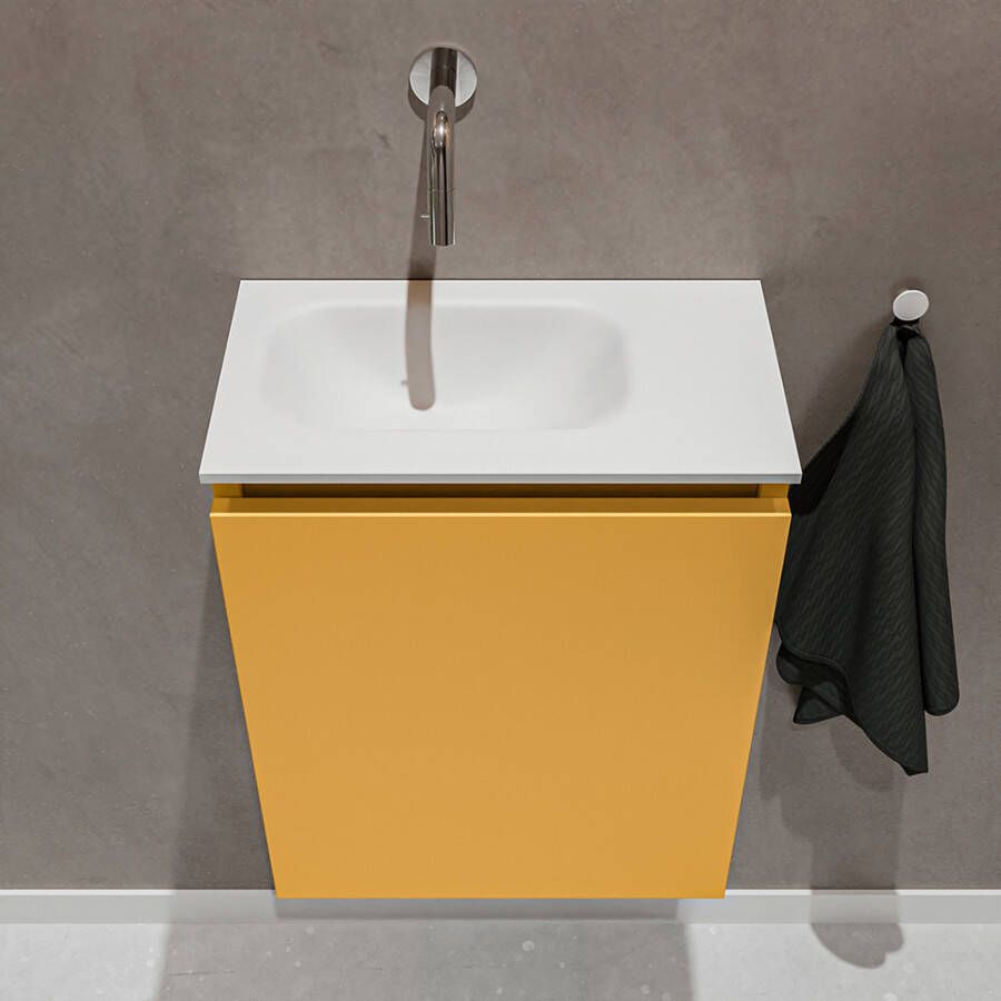 Mondiaz Ture fonteinmeubel 40cm Ocher Eden wastafel Talc links zonder kraangat