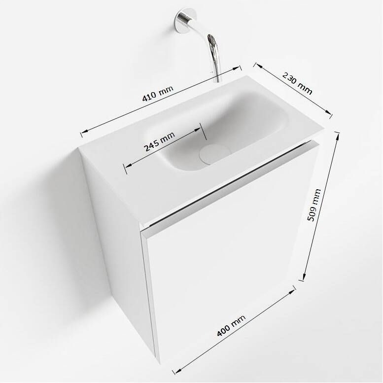 Mondiaz Ture fonteinmeubel 40cm Urban Eden wastafel Talc rechts zonder kraangat