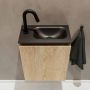 Mondiaz TURE Fonteinset 40x23x50cm 1 kraangat 1 deur washed oak mat Wasbak rechts Solid Surface Zwart FK75341625 - Thumbnail 4