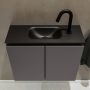 Mondiaz TURE Toiletmeubel 60x23x50cm met 1 kraangaten 2 deuren dark grey mat Wastafel Eden midden Solid Surface Zwart FK75341424 - Thumbnail 4