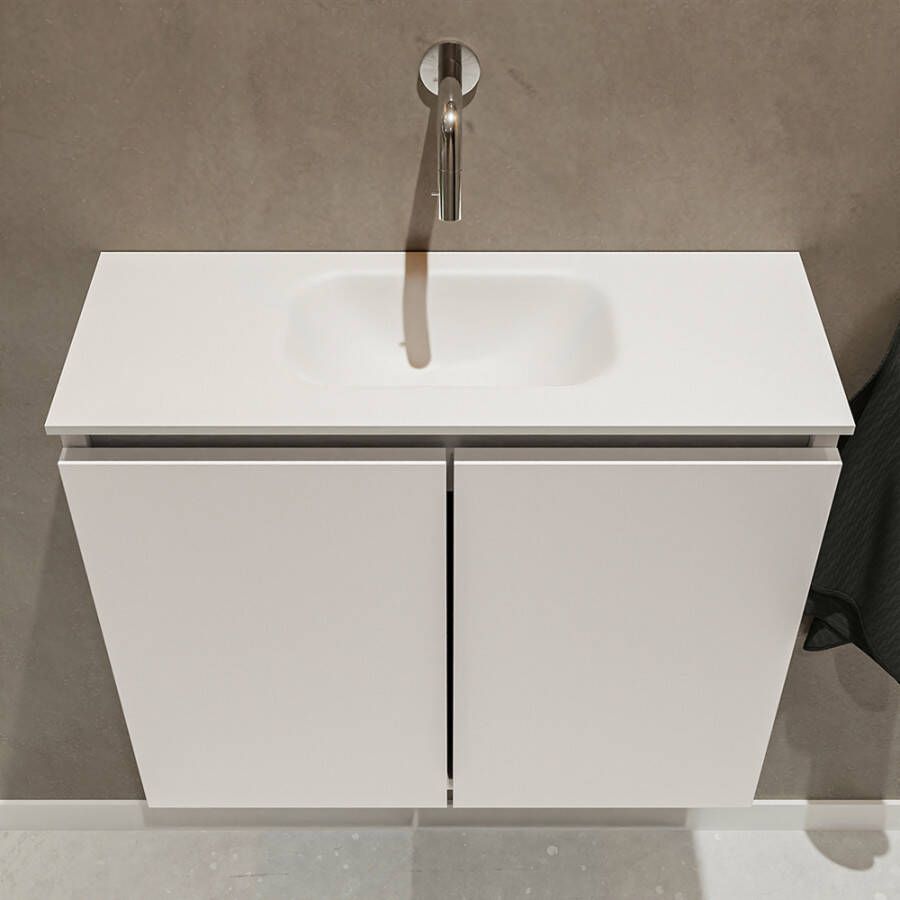 Mondiaz Ture fonteinmeubel 60cm Linen Eden wastafel Talc midden zonder kraangat