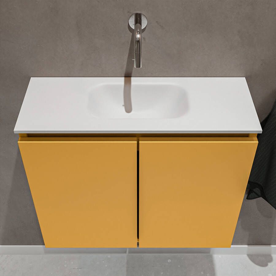Mondiaz Ture fonteinmeubel 60cm Ocher Eden wastafel Talc midden zonder kraangat